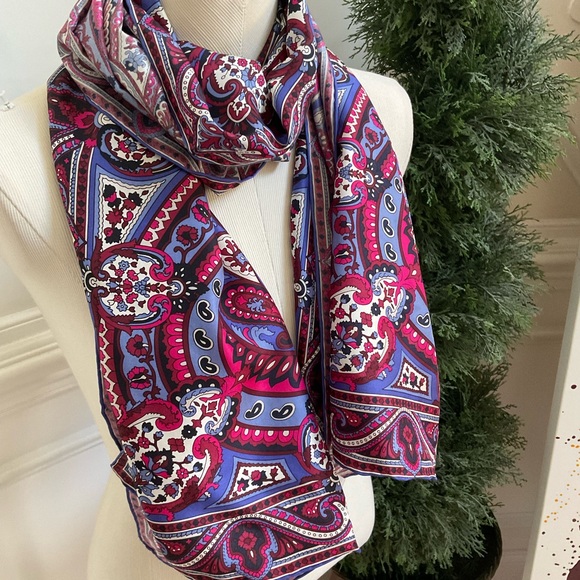 Talbots Paisley Purple Silk Scarf - Picture 2 of 6